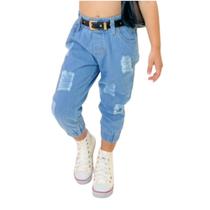 Calça Infantil Jeans Jogger Destroyed Meninas Blogueirinha