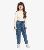 Calça Infantil Jeans Mom Com Strass Trick Nick Azul