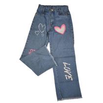 Calça Infantil Jeans Wide Leg Heart (jeans escuro)