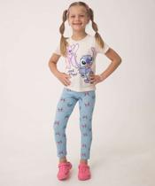 Calça Infantil Legging Angel E Stitch Tam 4 a 10 Azul-65100