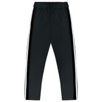 Calça Infantil Legging Básica Molecotton Preta com Faixa Lateral Kyly