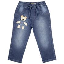 Calça Infantil Look Jeans c/ Urso Jeans