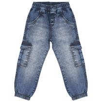 Calça Infantil Look Jeans Jogger Cargo Jeans Calça Infantil Look Jeans Jogger Cargo Jeans