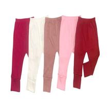 Calça Infantil Menina Mijão bebe Vira pé Malha Canelada 100 algodão Kit 5 peças