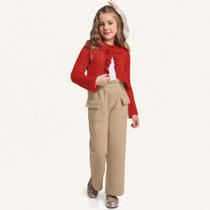 Calça Infantil Menina Wide Leg Caramelo - Fakini Calça Infantil Menina Wide Leg Caramelo - Fakini