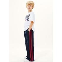 Calça Infantil Menina Wide Leg Com Faixas Laterais - Azul 014 Calça Infantil Menina Wide Leg Com Faixas Laterais - Azul 014