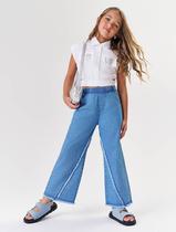 Calça Infantil Menina Wide Leg Jeans Médio Catavento