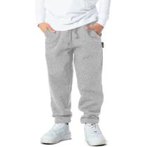 Calça Infantil Menino Básica Moletom Flanelado Cinza Punho