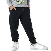 Calça Infantil Menino Básica Moletom Inverno Flanelado Preta