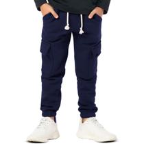 Calça Infantil Menino Cargo Moletinho Marinho