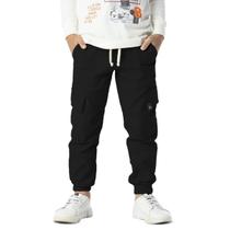 Calça Infantil Menino Jogger Cargo Sarja Punho Elástico