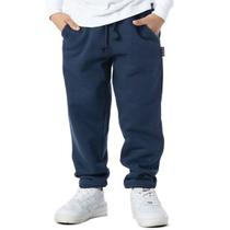 Calça Infantil Menino Moletom Básica Lisa Inverno Azul