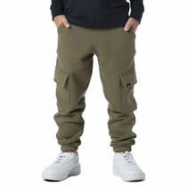 Calça Infantil Meninos Moletom Cargo com Bolsos Verde Militar Vrasalon Calça Infantil Meninos Moletom Cargo com Bolsos Verde Militar Vrasalon