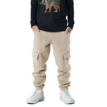 Calça Infantil Moletom Cargo Menino Bolso E Punho Elastico