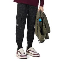 Calça Infantil Moletom Preta Rajado Jet White com Punhos Kamylus