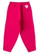 Calça Inverno Menina Pink em Moletom com Friso Sobreposto Coração