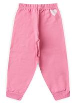 Calça Inverno Menina Rosa em Moletom com Friso Sobreposto Coração