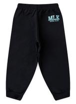 Calça Inverno Menino Preto em Moletom Estampa MLK