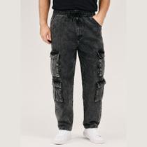 Calça Jeans 4 Bolsos Cargo Masculina Streetwear Grafite Calça Jeans 4 Bolsos Cargo Masculina Streetwear Grafite