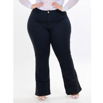 Calça Jeans Ane Plus Size Flare Deniane Preta