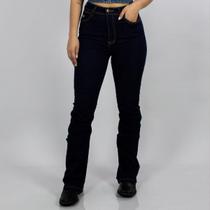 Calça Jeans Azul Feminina Bootcut Básica Lisa Moda Country Elastano Cintura Alta Texas Ranch