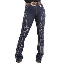 Calça Jeans Azul Feminina Brilhos Pratas Western Barretos Moda Country Texas Ranch Jeans Calça Jeans Azul Feminina Brilhos Pratas Western Barretos Moda Country Texas Ranch Jeans
