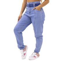 Calça Jeans Baggy com Cinto Feminina Sol Jeans