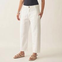 Calça Jeans Barrel Capri Cintura Alta