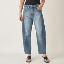 Calça Jeans Barrel com Recortes