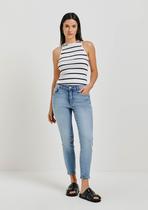 Calça Jeans Básica Feminina Cintura Média Skinny Com Puídos Calça Jeans Básica Feminina Cintura Média Skinny Com Puídos