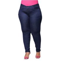 Calça Jeans Básica Feminina Plus Size Cigarrete Amaciada com Elastano Shyros 48-56