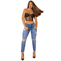 Calça Jeans Boyfriend com Logomania Pit Bull - 67368