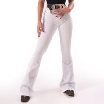 Calça Jeans Branca Básica Moda Country Cintura Alta Flare Modeladora Elastano Lycra Texas Ranch Jeans Calça Jeans Branca Básica Moda Country Cintura Alta Flare Modeladora Elastano Lycra Texas Ranch Jeans