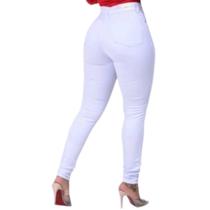 Calça Jeans Branca Feminina Skinny Algodão Alta Qualidade