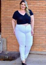 Calça Jeans Branca Plus Size Modeladora Cintura Alta Lycra - Wild