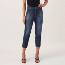 Calça Jeans Capri Bolso Utilitario Azul Escuro