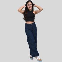 Calça Jeans Cargo Feminina Juvenil Jeans