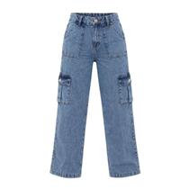 calça jeans cargo marmorizada feminina juvenil com bolsos laterais modelo blogueirinha do 10 ao 16 calça jeans cargo marmorizada feminina juvenil com bolsos laterais modelo blogueirinha do 10 ao 16