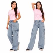calça jeans cargo wid leg marmorizada premium feminina juvenil com bolsos laterais estilosa confortável modelo blogueirinha tendencia do 10 ao 16 calça jeans cargo wid leg marmorizada premium feminina juvenil com bolsos laterais estilosa confortável modelo blogueirinha tendencia do 10 ao 16