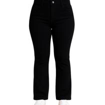 Calça Jeans Casual Trabalho Feminina Flare Preto