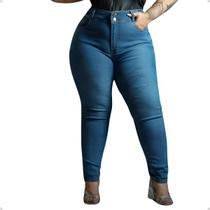 Calça Jeans Cigarrete Plus Size Cintura Média Confortável Calça Jeans Cigarrete Plus Size Cintura Média Confortável