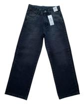 Calça Jeans Cinza Escuro Larga Masculino Juvenil Meninos Infantil Tamanhos 10 ao 16 (3080)