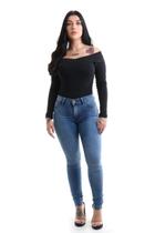 Calça Jeans Clara Feminina Skinny Cintura Média Levanta Bum Bum