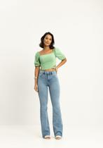 Calça jeans clara flare veste 3 tamanhos fit for me lunender 21075