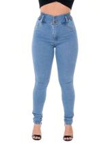 Calça jeans clara premium de 2 cos com levanta bumbum new vintage