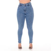 Calça jeans classica feminina denin white clara com levanta bumbum