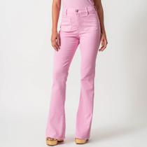 Calça Jeans Color Confort Flare Cintura Alta Bolsinhos Calça Jeans Color Confort Flare Cintura Alta Bolsinhos