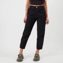 Calça Jeans Color Mom Cintura Alta Elastico Cintura Preta