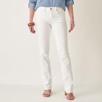Calça Jeans Color Reta Confort Cintura Média Branca