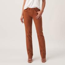 Calça Jeans Color Reta Judy Barra a Fio Marrom Terroso Calça Jeans Color Reta Judy Barra a Fio Marrom Terroso